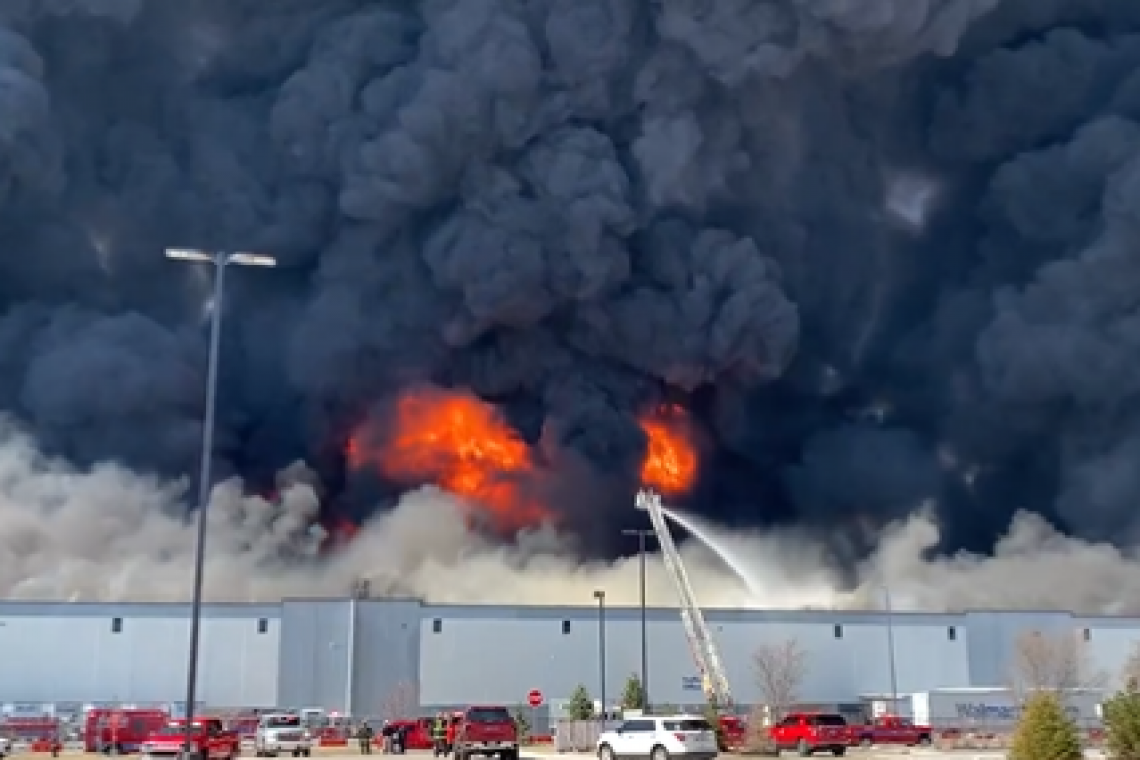 Walmart Distribution Warehouse Burns in Indianapolis